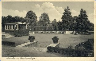 Godnicken, Kreis Samland Godnicken, Gaststätte  Zum grünen Jäger , Terassengarten 