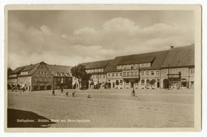 Ebenrode, Stadt, Kreis Ebenrode Ebenrode fr. Stallupönen, Altstädt. Markt mit Adler-Apotheke Эбенроде, быв. Шталлупёнен, рынок Старого города с аптекой «Орёл»