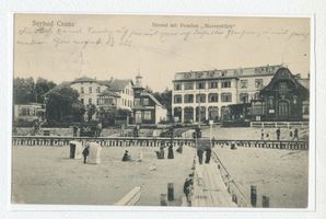 , Cranz, Strand mit Pension  Meeresblick  
