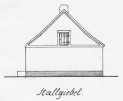  4 Bauzeichnungen eines Wohnhauses mit Stall für 40-60 Morgen in Ansichten  Bl. 8 - Stallgiebel Bauzeichnungen für Neubauten von Gehöften durch Ostpreußische Landgesellschaft m.b.H., Königsberg