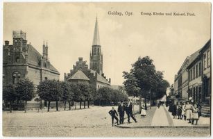 Goldap, Kreis Goldap Goldap, Evang. Kirche und  Kaiserl. Postamt Goldap, vor 1914