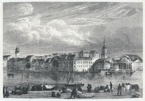 Königsberg (Pr.), Stadtkreis Königsberg Königsberg (Pr.),  Die Börse und das Grüne Tor - Stich Königsberg, Börse am Pregel