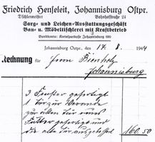 Johannisburg, Kreis Johannisburg Bahnhofstraße 24 Johannisburg, Bahnhofstraße, Rechnung Henseleit Johannisburg (Kreis), nicht verortete Bildmotive