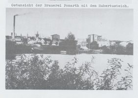 Königsberg (Pr.), Stadtkreis Königsberg Königsberg, Ponarth, Ostansicht der Brauerei mit dem Hubertusteich Königsberg, Stadtteil Ponarth