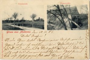 Medenau, Kreis Samland Medenau, Totalansicht und Wassermühle Меденау, общий вид и водяная мельница