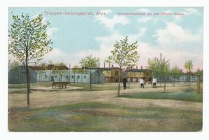 Arys, Kreis Johannisburg Arys, Truppenübungsplatz, Wellblechbaracken bei dem Offizier-Kasino Арыс, военный полигон, бараки из гофрированного железа у офицерского казино