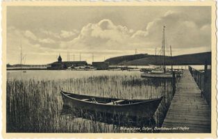 Nikolaiken Kr. Sensburg, Kreis Sensburg Nikolaiken Kr. Sensburg, Bootshaus mit Hafen 