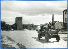 Osterode (Ostpr.), Kreis Osterode Osterode, Stadtzentrum mit Evangelischer Kirche - zerstört II Ostpreußen, Zweiter Weltkrieg und das Ende