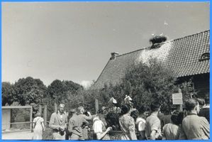 Rossitten Kr. Samland, Kreis Samland Rossitten Kr. Samland, Vogelwarte, Besucher am Storchenhof 