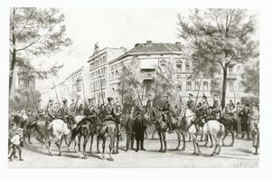 Tilsit, Stadt, Stadtkreis Tilsit Tilsit, Thesingplatz, Abholung des Oberbürgermeister Pohl durch ein Kommando der Zarenarmee am 24.08. 1914 
