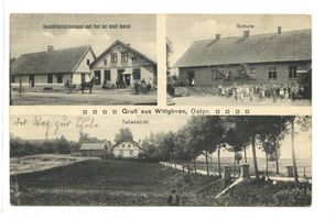 Wittbach, Kreis Angerapp Wittgirren Kr. Angerapp, Geschäftsetablissement, Schule, Teilansicht Витгиррен, р-н Ангерапп, торговое заведение, школа, частичный вид