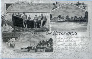 Großheidekrug, Kreis Samland Groß Heydekrug, Landende Fischer und Hafen Гросс-Гайдекруг, разгружающиеся рыбаки и порт