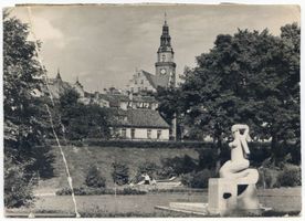 Allenstein, Stadtkreis Allenstein Allenstein - Olsztyn, Blick vom Stadtpark zum Neuen Rathaus Allenstein, Stadtpark, Jakobsberg