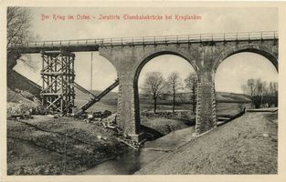 Kruglanken, Kreis Angerburg Kruglanken, Wiederaufbau der zerstörten Eisenbahnbrücke bei Kruglanken Кругланкен, восстановление разрушенного железнодорожного моста близ Кругланкена