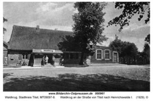 Waldkrug Stadtkr. Tilsit, Stadtkreis Tilsit  Waldkrug Stadtkr. Tilsit, Gaststätte Waldkrug an der Straße von Tilsit nach Heinrichswalde