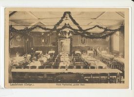 Haselberg (Ostpr.), Kreis Schloßberg Lasdehnen, Hotel Markschat - Großer Saal Ласденен, отель «Марксхат» — большой зал