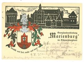 Königsberg (Pr.), Stadtkreis Königsberg Königsberg (Pr.), Karte der Grenzlandverbindung Marienburg im Schwarzburgbund Кёнигсберг (Пр.), открытка пограничного объединения «Мариенбург» союза «Шварцбургбунд»