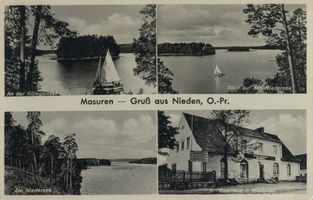 Nieden, Kreis Johannisburg Nieden, Königsinsel, Niedersee, Gasthaus (4 Ansichten) Ниден, Королевский остров, Нидерзее, трактир (4 вида)
