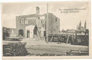 Schirwindt, Stadt, Kreis Schloßberg Schirwindt, Der zerstörte Bahnhof Ширвиндт, разрушенный вокзал