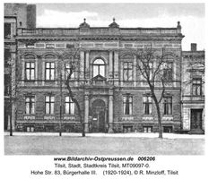 Tilsit, Stadt, Stadtkreis Tilsit Hohe Straße 83  Tilsit, Bürgerhalle (Hohe Str. 83)