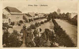 Lötzen, Stadt, Kreis Lötzen Lötzen, Marktplatz mit Kirche VI 