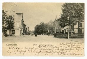 Gumbinnen, Stadt, Kreis Gumbinnen Friedrichstraße (fr. Insterburger Straße) Gumbinnen, Markt und Insterburger Straße Гумбиннен, рынок и Инстербургерштрассе