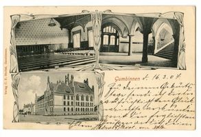 Gumbinnen, Stadt, Kreis Gumbinnen Meiserstraße Gumbinnen, Neue Friedrichschule, Aula, Portal 