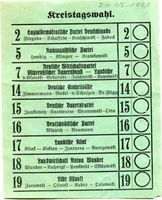 Allenstein, Stadtkreis Allenstein Allenstein, Wahlschein, Stadt-und Kreistagswahl 20.5.1928 Алленштайн, избирательное удостоверение, выборы в городское и окружное собрание 20.5.1928