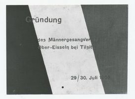 Obereißeln, Kreis Tilsit-Ragnit Obereißeln, Plakat zur Gründung des Männergesangvereins am 29./30. Juli 1908 Оберайзельн, плакат к основанию мужского певческого общества 29/30 июля 1908
