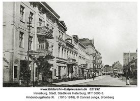 Insterburg, Stadt, Stadtkreis Insterburg Hindenburgstraße (fr. Goldaper Straße֨枆蟬뚶ße)  Insterburg, Hindenburgstraße bzw. Bahnhofstraße und Umgebung