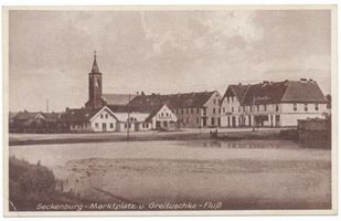 Seckenburg, Kreis Elchniederung Seckenburg Kr.Elchniederung, Marktplatz und Greituschke - Fluß 