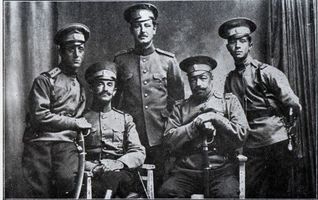 Tilsit, Stadt, Stadtkreis Tilsit Tilsit, Gruppenbild russischer Offiziere Tilsit, Erster Weltkrieg, russische Besetzung und Befreiung 1914