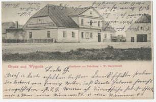 Waldruh, Kreis Allenstein Wygodda Kr. Allenstein, Gasthaus Zur Erholung, von W. Skowronek Выгодда, округ Алленштайн, трактир «Отдых» В. Скворонека