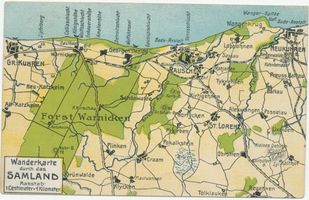 Rauschen Kr. Samland, Kreis Samland Rauschen Kr. Samland, Wanderkarte von Groß Kuhren bis Neukuhren 