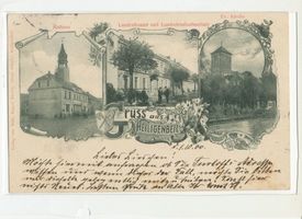 Heiligenbeil, Kreis Heiligenbeil Heiligenbeil, Rathaus, Landratsamt und Landwirtschaftsschule, ev. Kirche Хайлигенбайль, ратуша, районное управление и сельскохозяйственная школа, евангелическая церковь