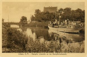 Lötzen, Stadt, Kreis Lötzen Lötzen, Dampfer Loewentin an der Dampferhaltestelle 