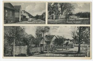 Schast, Kreis Johannisburg Schiast, Gasthaus, Försterei Wolfsbruch, Teilansicht  mit  Schule Шиаст, трактир, лесничество Вольфсбрук, частичный вид со школой