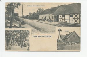 Liewenberg, Kreis Heilsberg Liewenberg, Gasthaus, Vereinsgarten, Schule 