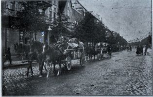 Tilsit, Stadt, Stadtkreis Tilsit Tilsit, Landleute mit ihrem Hab und Gut auf der Flucht vor den Russen Tilsit, Erster Weltkrieg, russische Besetzung und Befreiung 1914