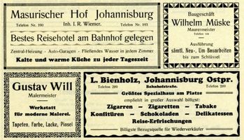 Johannisburg, Kreis Johannisburg Johannisburg, Bienholz, Werbung Johannisburg (Kreis), nicht verortete Bildmotive
