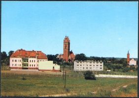 Mehlsack, Stadt, Kreis Braunsberg Mehlsack, Katholische Kirche, Teilansicht der Stadt II Mehlsack, Stadtpanorama