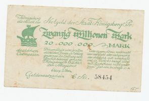 Königsberg (Pr.), Stadtkreis Königsberg Königsberg (Pr.), Notgeld der Stadt Königsberg, 20000000,- Mark 