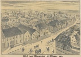 Tilsit, Stadt, Stadtkreis Tilsit  Tilsit, Blick vom Turm der litthauischen (sp. Christus-) Kirche Richtung Südwesten ? Tilsit, Luftbilder und Panoramen