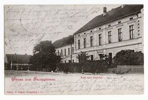 Kreuzingen, Kreis Elchniederung Groß Skaisgirren Kr. Elchniederung, Post und Gericht Гросс-Скайсгиррен, район Эльхнидерунг, почта и суд