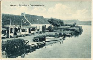 Nikolaiken Kr. Sensburg, Kreis Sensburg Nikolaiken Kr. Sensburg, Dampferanlegestelle und Gasthaus III Masurische Seen