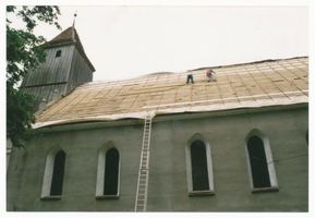 Zollernhöhe, Kreis Sensburg Zollernhöhe, Kirche, Dacharbeiten 