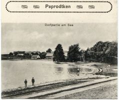 Goldensee, Kreis Lötzen Paprodtken, Dorfpartie am See 
