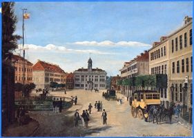 Elbing, Stadt, Stadtkreis Elbing Elbing, Friedrich-Wilhelm-Platz mit altem Rathaus, Stadtwache und Post 