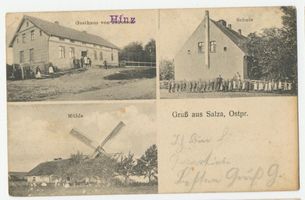 Salza, Kreis Lötzen Salza, Gasthaus, Schule, Mühle 