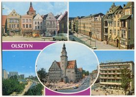 Allenstein, Stadtkreis Allenstein Allenstein, Ortsansichten, Rathaus, Markt und Jakobikirche, Straßenansichten, Warenhaus Allenstein, Neues Rathaus